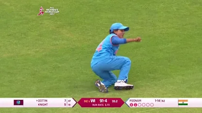 WICKET: Deandra Dottin is dismissed for 7 by Poonam Yadav