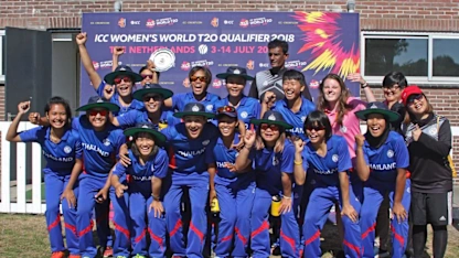 Logo of Team Thailand with the Trophy, 5th Place play-off Uganda v Thailand, VRA, 14th July 2018.