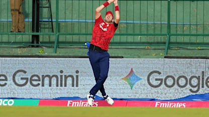 Jamie Overton of England catches out Pathum Nissanka of Sri Lanka during the ICC Men's T20 World Cup 2026 Super 8 match