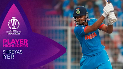 Logo of Aggressive fifty from Iyer lifts India in Kolkata | CWC23