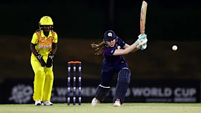 Sarah Bryce of Scotland bats during the ICC Women's T20 World Cup Qualifier 2024 match between Scotland and Uganda at Tolerance Oval on April 25, 2024 in Abu Dhabi, United Arab Emirates.