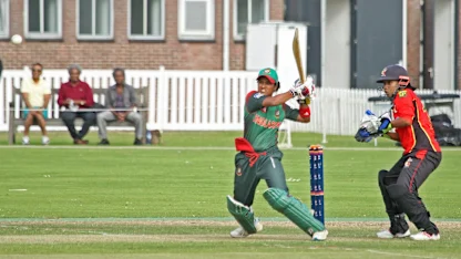 Logo of Match 4: Shamima Sultana belts one to midwicket, Bangladesh Women v PNG Women, Group A, ICC Women's World Twenty20 Qualifier at VRA Ground, Jul 7 2018
