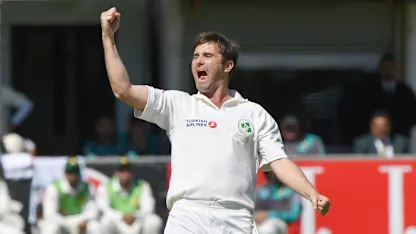 Logo of Tim Murtagh claims his first Test wicket