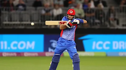 Logo of SIX! Ibrahim Zadran on the turn for a maximum | T20WC 2022