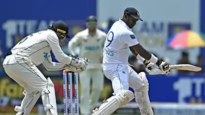 Logo of Injury scare for Angelo Mathews during New Zealand Test