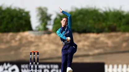 Sunida Chaturongrattana of Thailand bowls during the ICC Women's T20 World Cup Qualifier 2024 match between Sri Lanka and Thailand at Tolerance Oval on April 25, 2024 in Abu Dhabi, United Arab Emirates.