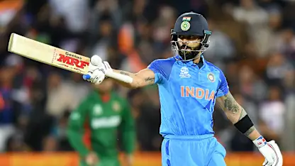 Logo of Kohli draws oohs and aahs with six down the ground | T20WC 2022
