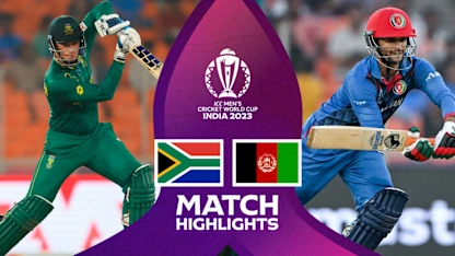 Logo of South Africa down spirited Afghanistan in Ahmedabad | Match Highlights | CWC23