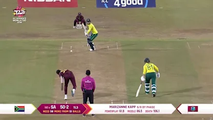 Logo of WI v SA: South Africa's Dane van Niekerk run out by Deandra Dottin