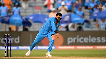 Logo of Pune crowd erupts as Kohli bowls against Bangladesh | CWC23