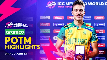 Logo of Marco Jansen's new-ball brilliance sets up historic South Africa win | SF 1 | POTM Highlights | T20WC 2024






