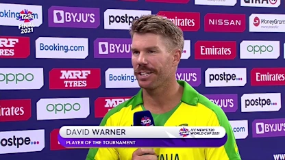 Logo of Player of the Tournament: David Warner | T20 World Cup 2021