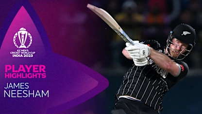 Logo of Neesham's blistering fifty nearly does it for New Zealand | CWC23