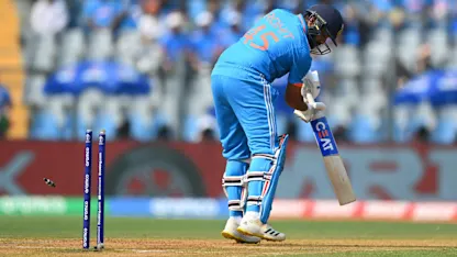 Logo of Madushanka strikes big to remove Rohit | CWC23
