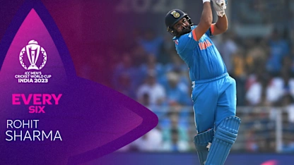 Logo of Every six from Rohit Sharma | CWC23