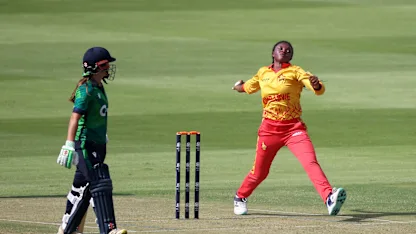 Francisca Chipare of Zimbabwe in bowling action during the ICC Women's T20 World Cup Qualifier 2024 match between Ireland and Zimbabwe at Zayed Cricket Stadium on April 29, 2024 in Abu Dhabi, United Arab Emirates.