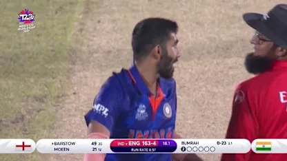 Logo of Bumrah removes Bairstow with a perfect yorker