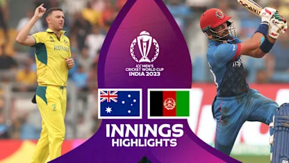 Logo of Ibrahim ton, late cameos power Afghanistan to 291 | Innings Highlights | CWC23