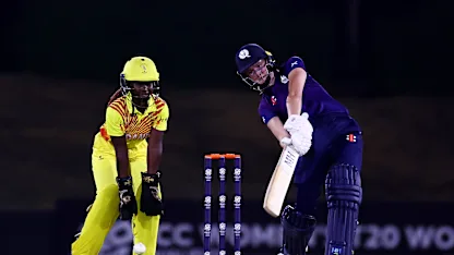 Darcey Carter of Scotland bats during the ICC Women's T20 World Cup Qualifier 2024 match between Scotland and Uganda at Tolerance Oval on April 25, 2024 in Abu Dhabi, United Arab Emirates.