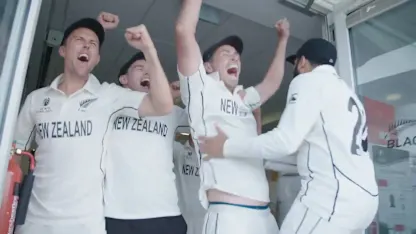 Logo of The NZ dressing room at the winning moment | WTC21 Final | Ind v NZ