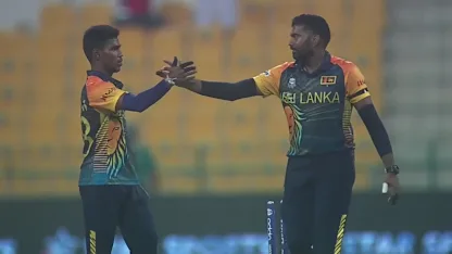 Logo of SLvNAM: Sri Lanka restrict Namibia to 96