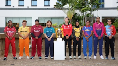 WT20WC26 Asia Qualifier Captains with the Trophy