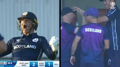 Logo of Scotland changeroom erupts with last-ball victory over Ireland | CWC23 Qualifier