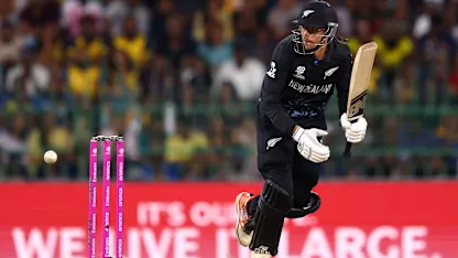 Mitch Santner attacks with the bat