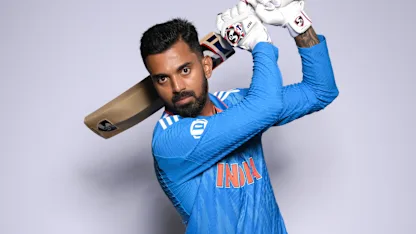Logo of KL Rahul setting standards for high-flying India | CWC23