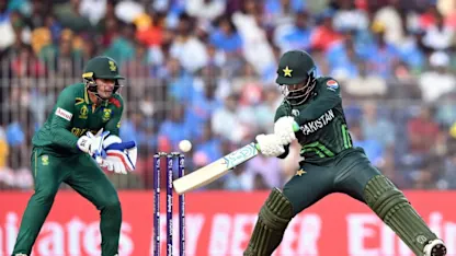 Logo of Shakeel, Shadab counter-attack for Pakistan in the middle overs | CWC23