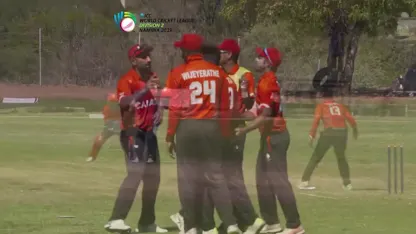 WCL 2: Namibia v Canada - Canada's Nikhil Dutta dismisses Namibia captain Gerhard Erasmus caught and bowled