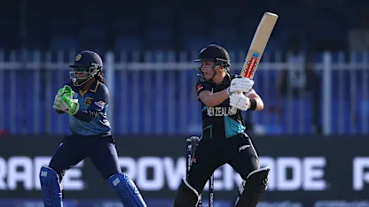 Logo of Melie Kerr with a brisk cover drive | WT20WC 2024