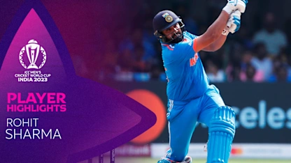 Logo of Belligerent Rohit fifty leads India charge | CWC23