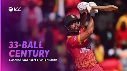 Logo of Sikandar Raza hits joint second-fastest T20I century