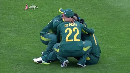 Logo of #WWC17 Semi-final 1: ENG v SA: The South African team huddle together after the loss