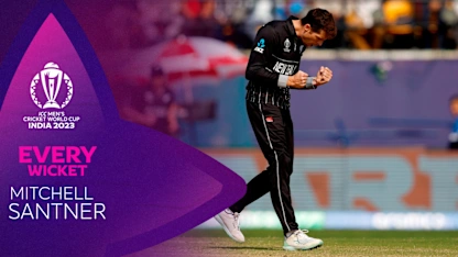 Logo of Every Mitchell Santner wicket | CWC23