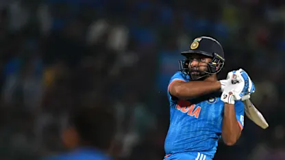 Logo of Rohit Sharma breaks Chris Gayle's record in stunning six-fest | CWC23