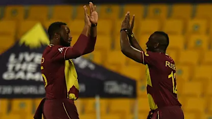 Logo of Acrobatic Andre Russell takes stunning caught and bowled