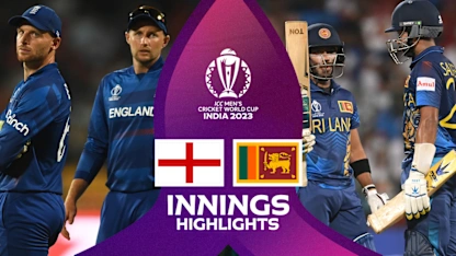 Logo of Sri Lanka cruise to eight-wicket win over England | Innings Highlights | CWC23
