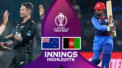 Logo of New Zealand bowlers brush aside Afghanistan challenge | Innings Highlights | CWC23