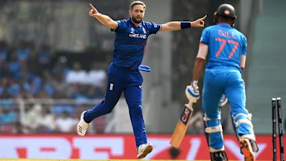 Logo of Lucknow crowd silenced as Woakes cleans up Gill with superb delivery | CWC23