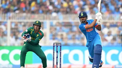Logo of Iyer targets Jansen as India pick up scoring rate | CWC23