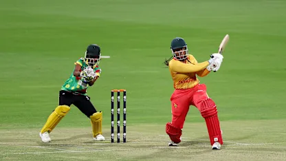 Sharne Mayers of Zimbabwe bats during the ICC Women's T20 World Cup Qualifier 2024 match between Zimbabwe and Vanuatu at Zayed Cricket Stadium on April 25, 2024 in Abu Dhabi, United Arab Emirates.