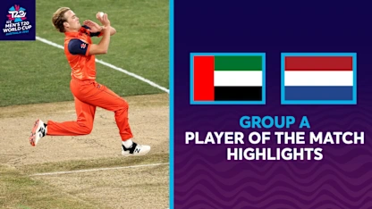 Logo of Bas de Leede turns match for Netherlands with triple threat over | POTM Highlights | T20WC 2022