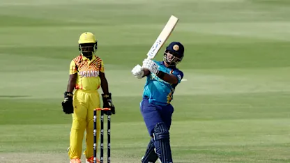 Chamari Athapaththu of Sri Lanka bats during the ICC Women's T20 World Cup Qualifier 2024 match between Sri Lanka and Uganda at Zayed Cricket Stadium on May 01, 2024 in Abu Dhabi, United Arab Emirates.