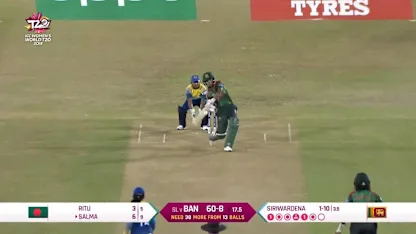 Logo of SL v BAN: Bangladesh's Salma Khatun dismissed by Shashikala Siriwardana