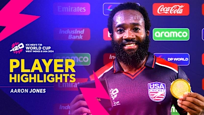Logo of Unbeaten 94 from Aaron Jones proves the difference | POTM Highlights | T20 World Cup