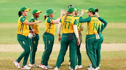 Logo of A sharp catch from Anneke Bosch gets early breakthrough | SF 1 | WT20WC 2024