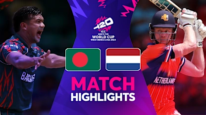 Logo of Bangladesh fend off Netherlands to survive in tournament | Match Highlights | BAN v NED | T20WC 2024