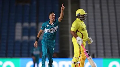 Logo of Boult's double strike rocks Uganda | T20WC 2024